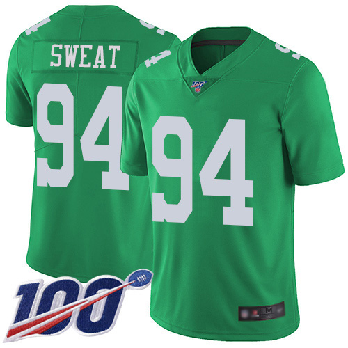 Men Philadelphia Eagles #94 Josh Sweat Limited Green Rush Vapor Untouchable NFL Jersey 100th Season Football